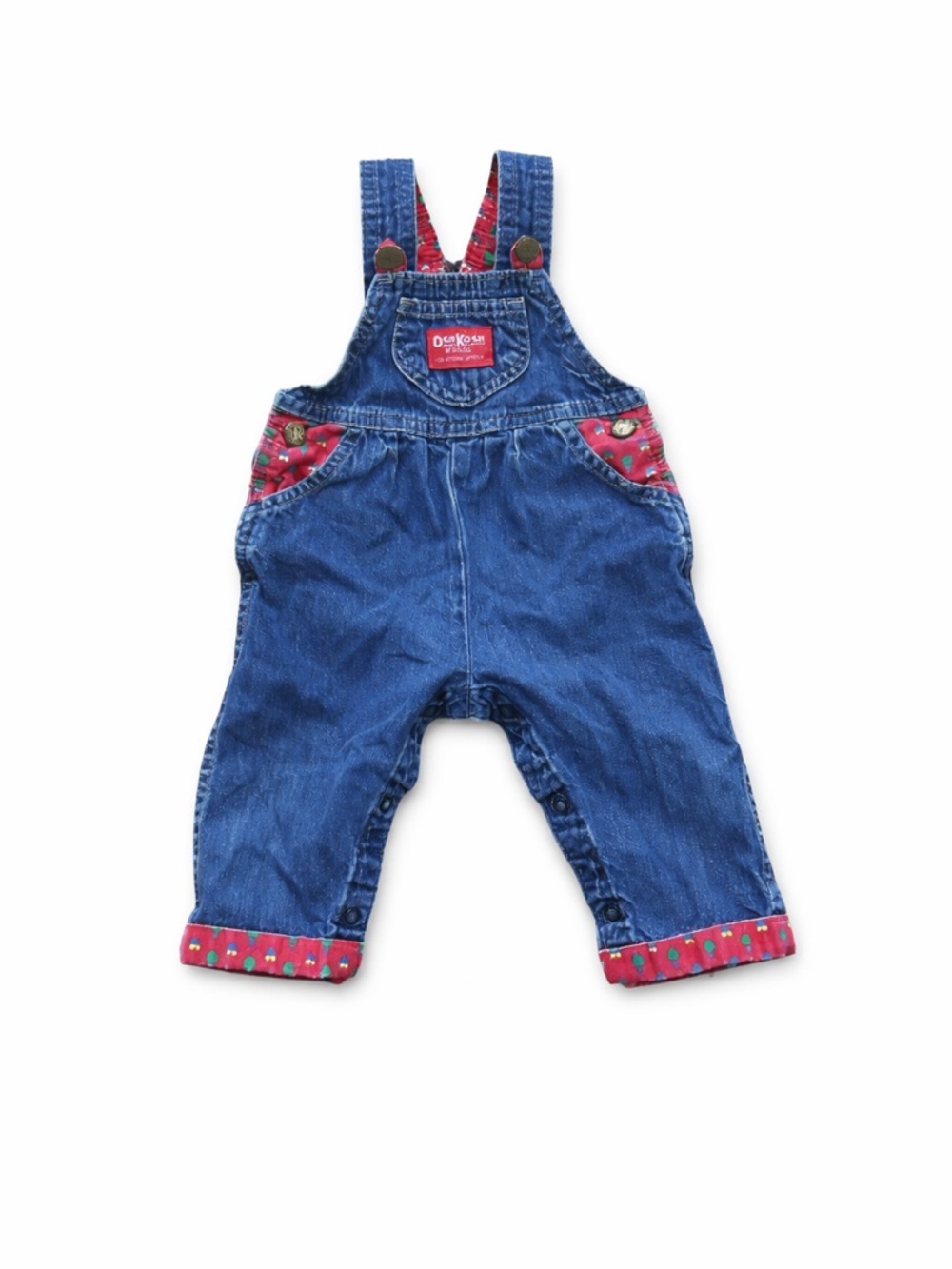 Oshkosh Vintage Overalls Vestback Tree Home Outdoor Scene Made In USA  12 Months
